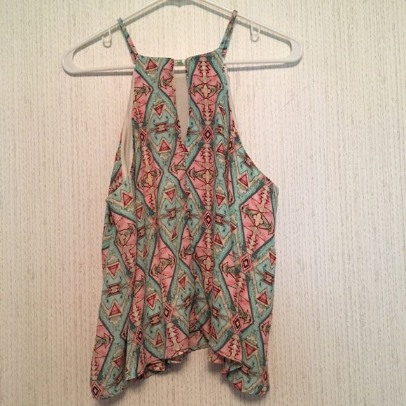 SOLD// Forever 21 Tribal Printed Halter Blouse - Picture 6 of 7